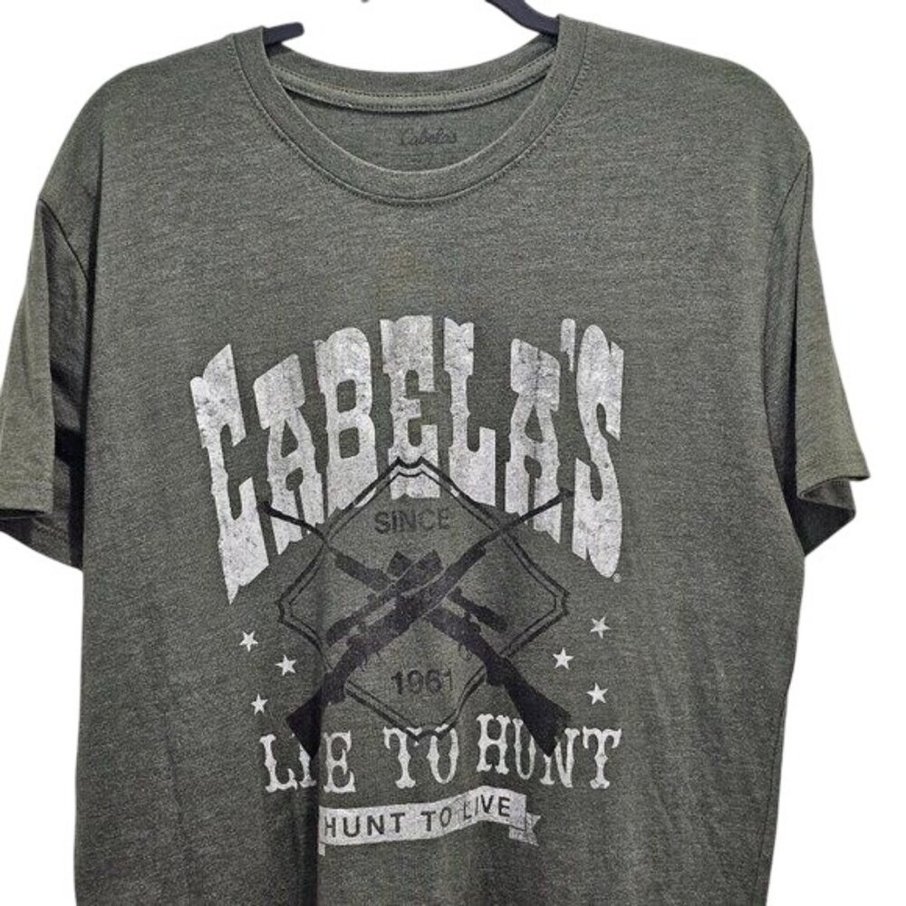 Cabela's Olive Graphic Hunting Tee Men's L 100% Cotton Crew Tee